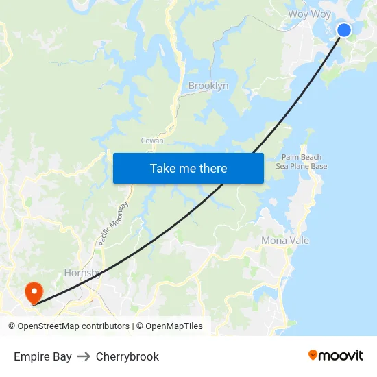 Empire Bay to Cherrybrook map