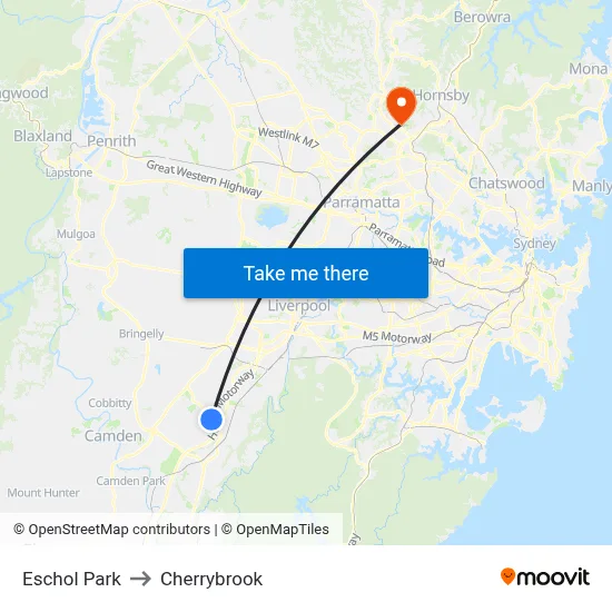 Eschol Park to Cherrybrook map