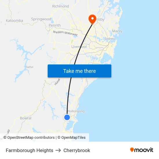 Farmborough Heights to Cherrybrook map