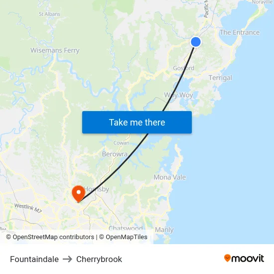 Fountaindale to Cherrybrook map