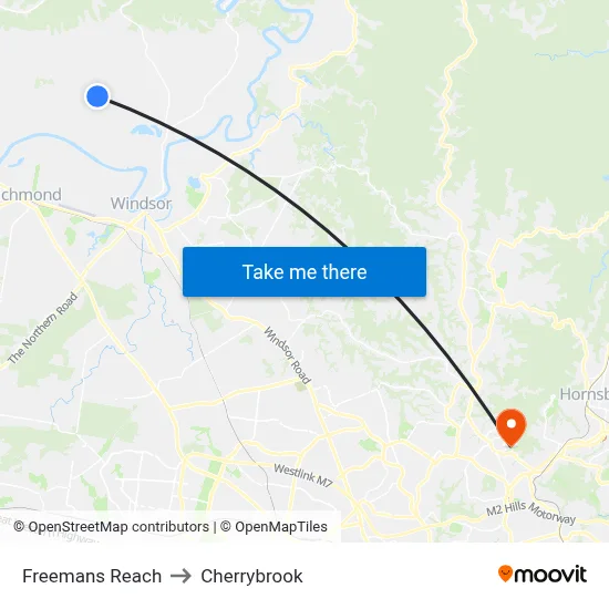 Freemans Reach to Cherrybrook map