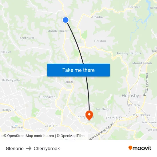 Glenorie to Cherrybrook map