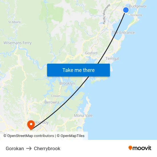 Gorokan to Cherrybrook map