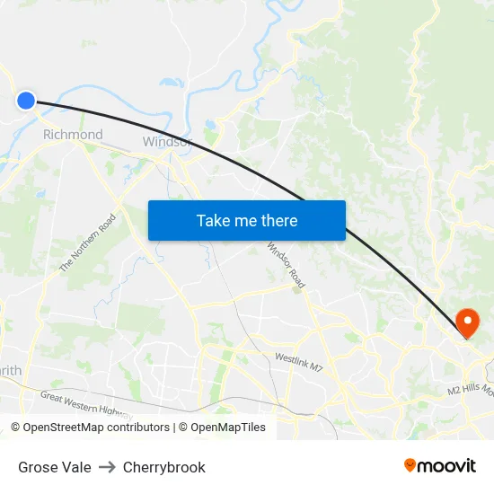 Grose Vale to Cherrybrook map
