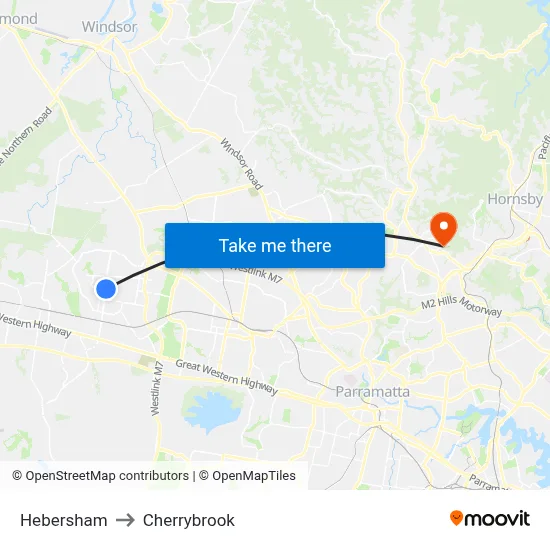 Hebersham to Cherrybrook map