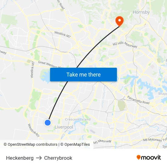 Heckenberg to Cherrybrook map