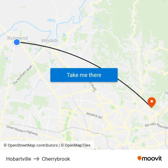 Hobartville to Cherrybrook map