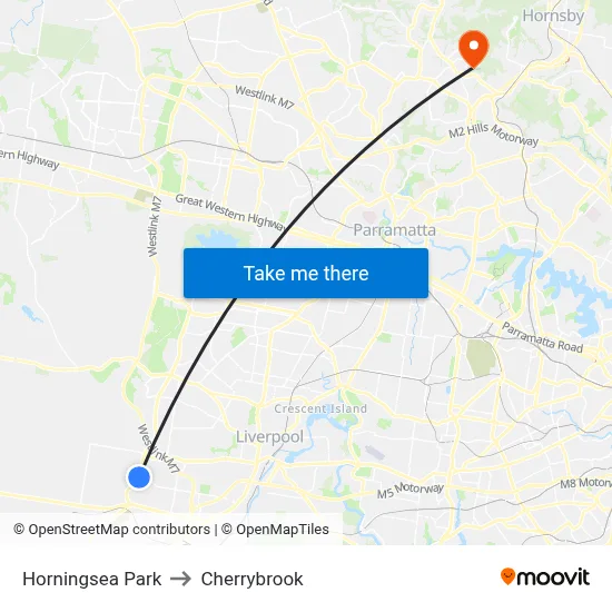 Horningsea Park to Cherrybrook map