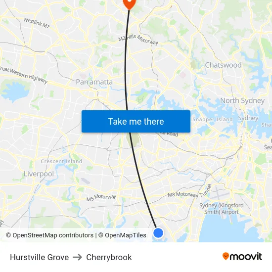 Hurstville Grove to Cherrybrook map
