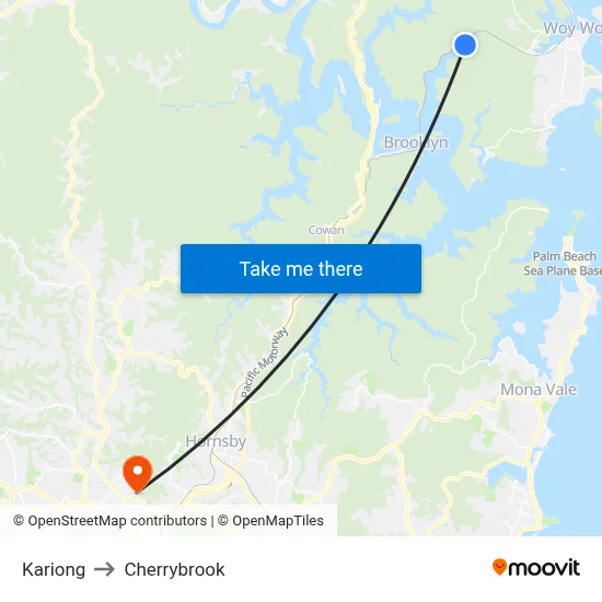Kariong to Cherrybrook map