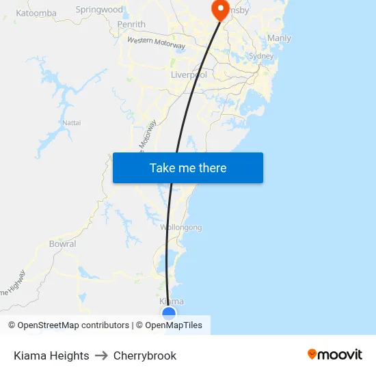 Kiama Heights to Cherrybrook map