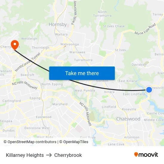 Killarney Heights to Cherrybrook map