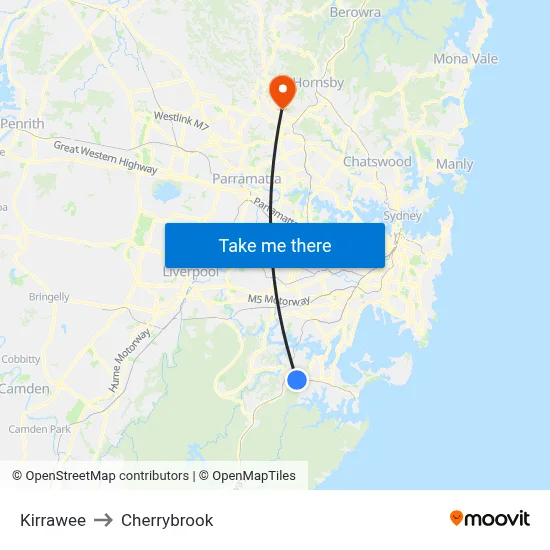Kirrawee to Cherrybrook map