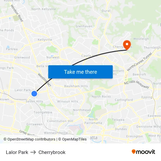 Lalor Park to Cherrybrook map