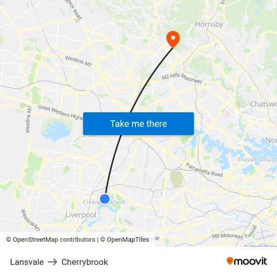 Lansvale to Cherrybrook map