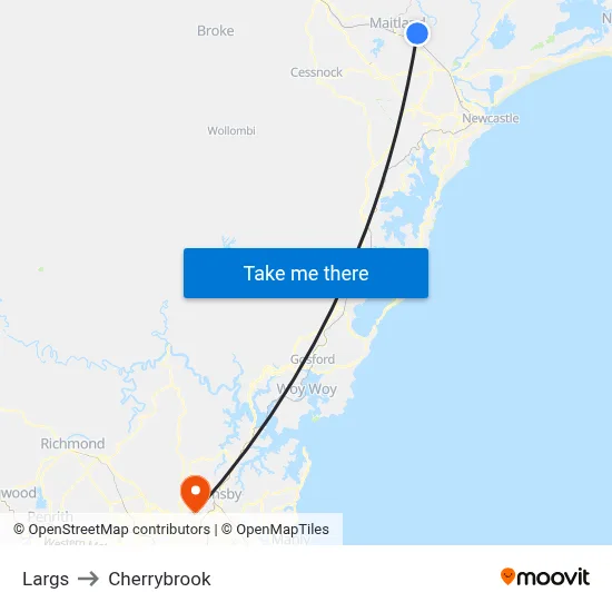 Largs to Cherrybrook map
