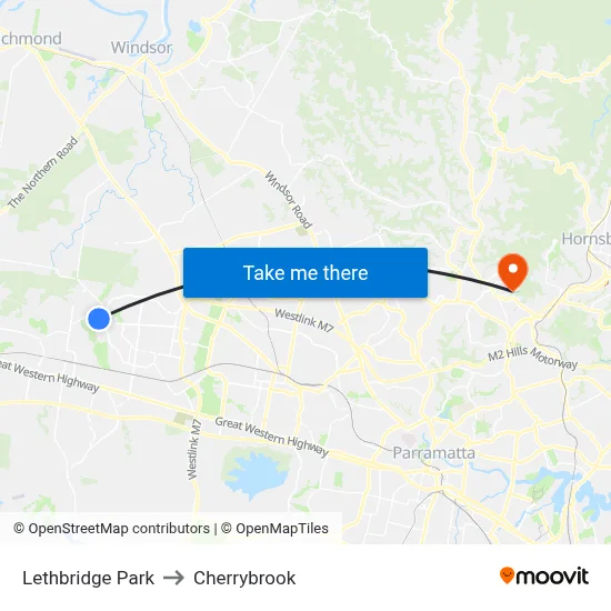 Lethbridge Park to Cherrybrook map