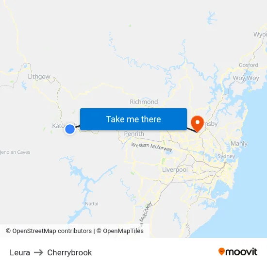 Leura to Cherrybrook map
