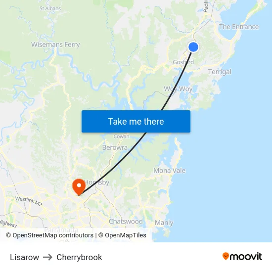 Lisarow to Cherrybrook map