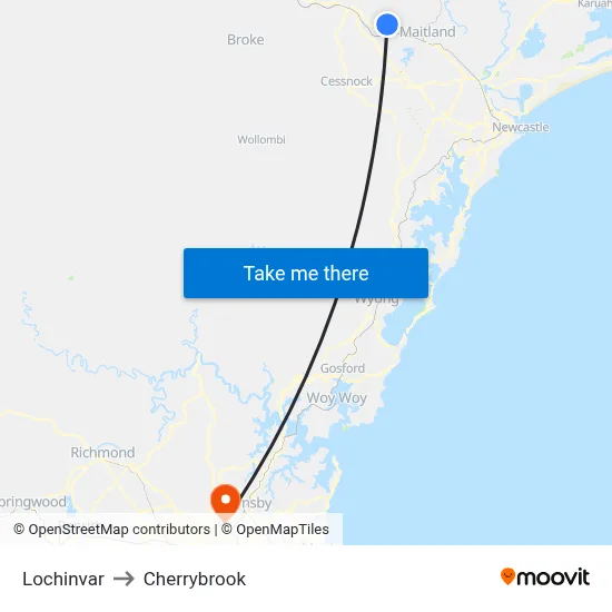 Lochinvar to Cherrybrook map