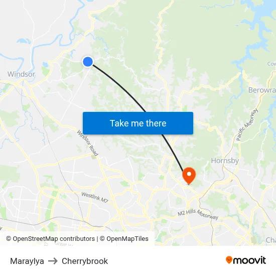 Maraylya to Cherrybrook map