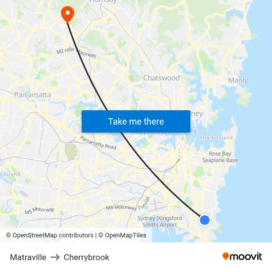 Matraville to Cherrybrook map