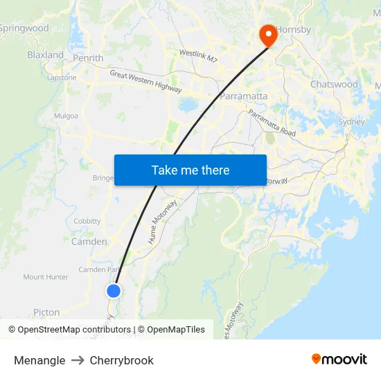 Menangle to Cherrybrook map