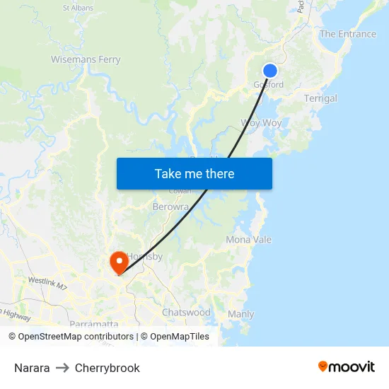 Narara to Cherrybrook map