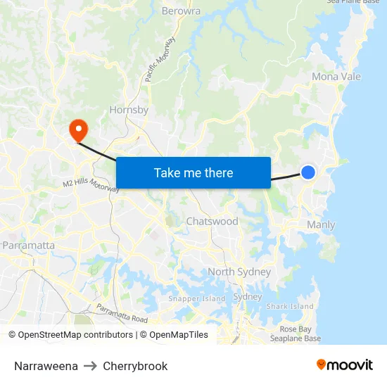 Narraweena to Cherrybrook map
