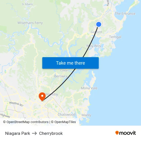 Niagara Park to Cherrybrook map