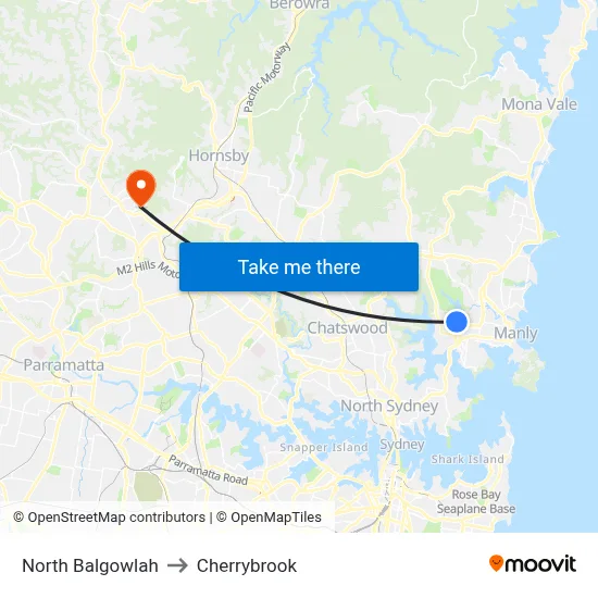 North Balgowlah to Cherrybrook map