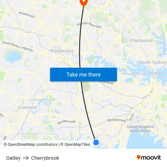 Oatley to Cherrybrook map