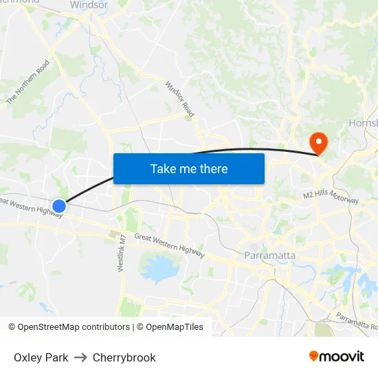 Oxley Park to Cherrybrook map