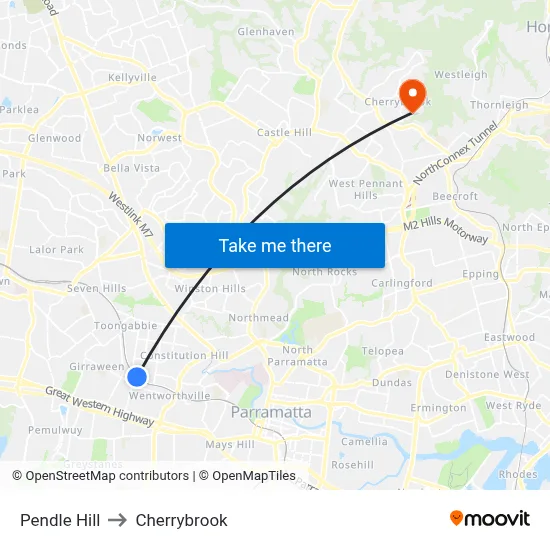 Pendle Hill to Cherrybrook map