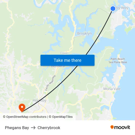 Phegans Bay to Cherrybrook map