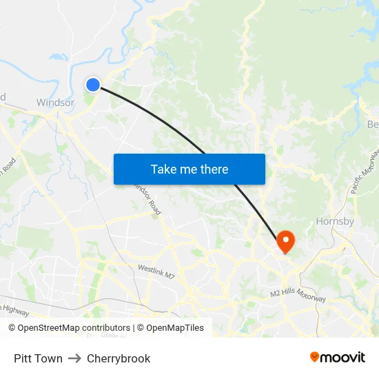 Pitt Town to Cherrybrook map