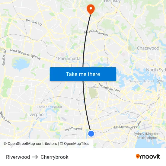 Riverwood to Cherrybrook map