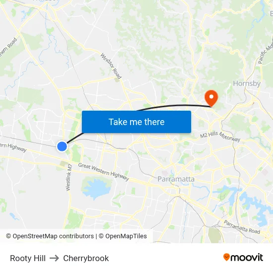 Rooty Hill to Cherrybrook map