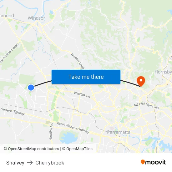 Shalvey to Cherrybrook map