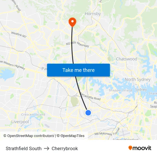 Strathfield South to Cherrybrook map