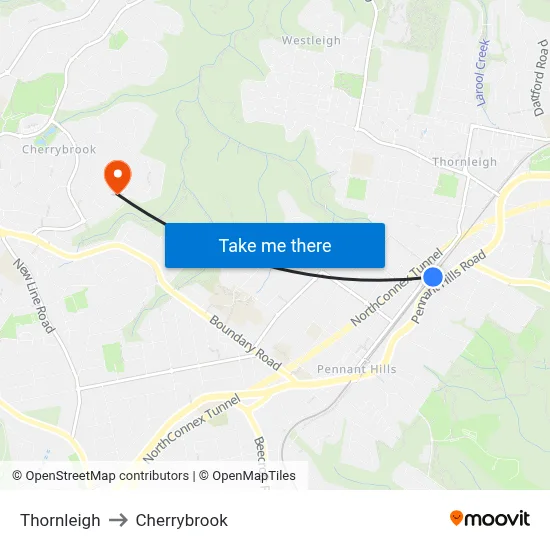 Thornleigh to Cherrybrook map