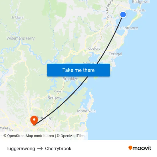 Tuggerawong to Cherrybrook map