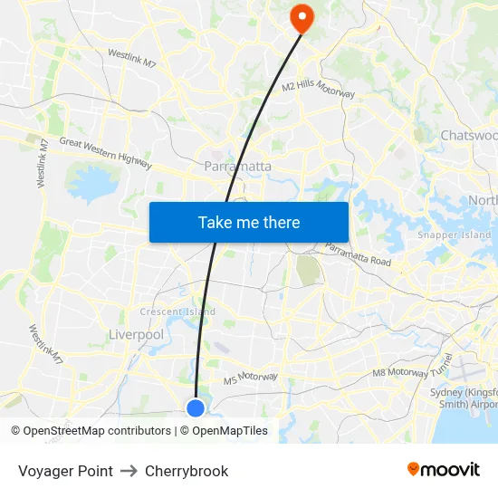 Voyager Point to Cherrybrook map