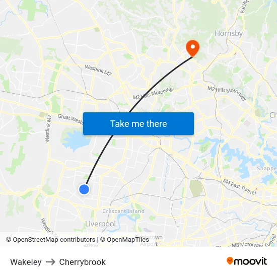 Wakeley to Cherrybrook map