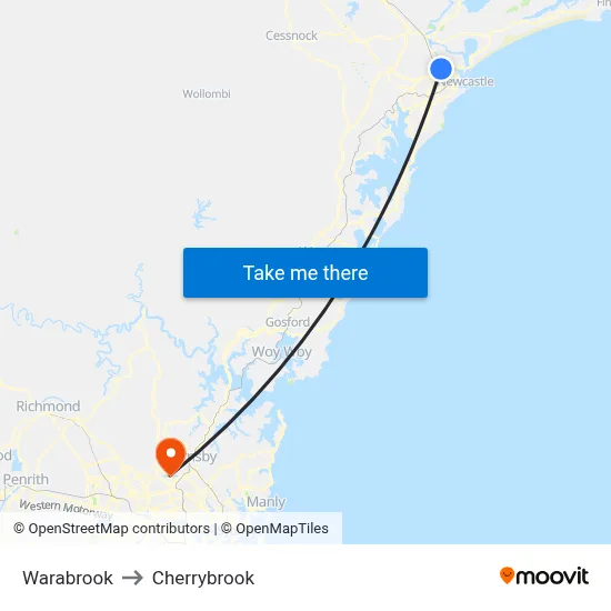 Warabrook to Cherrybrook map