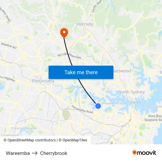Wareemba to Cherrybrook map