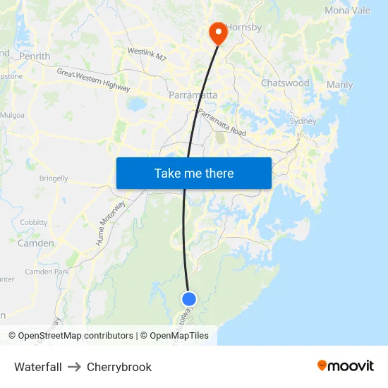 Waterfall to Cherrybrook map