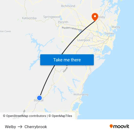 Welby to Cherrybrook map