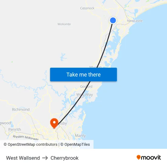 West Wallsend to Cherrybrook map