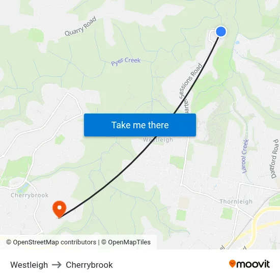 Westleigh to Cherrybrook map